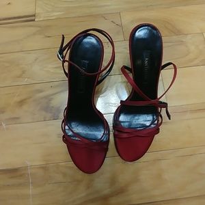 Ann Taylor Joie Red Satin Heels. Size 7